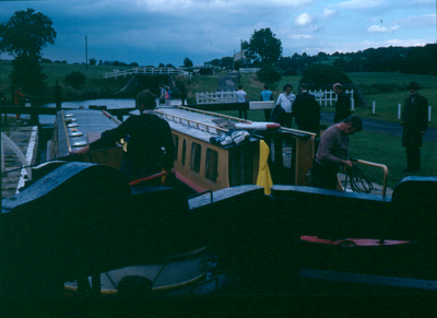 Barges working their way up Barrowford locks