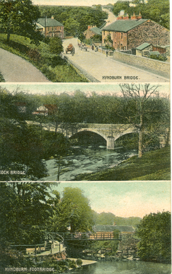 Postcard showing three bridges