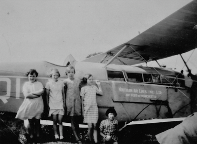 Northern Airlines Ltd. Port of Manchester. Airplane.
with group of children. Lancashire.