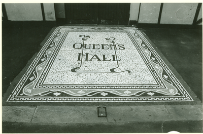 Mosaic entrance to Queens Hall