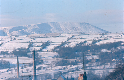 Pendle Hill in the snow from Nelson