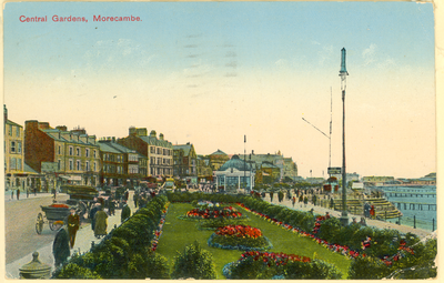 Postcard of Morecambe central gardens.