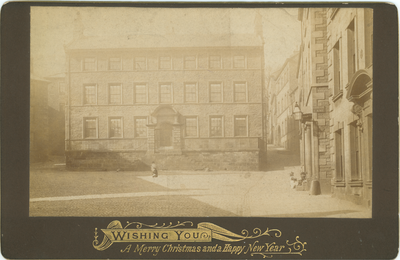Christmas card showing Judges' Lodgings, Lancaster