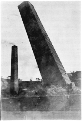 Demolition of mill chimneys, Haslingden