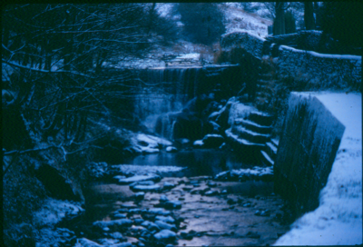 Roughlee Falls in snow