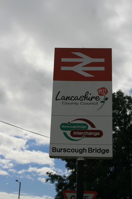 Sign for Burscough Bridge Railway Station
