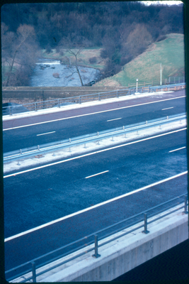 M65 motorway crossing Pendle Water at Quakers in Pendle Bridge