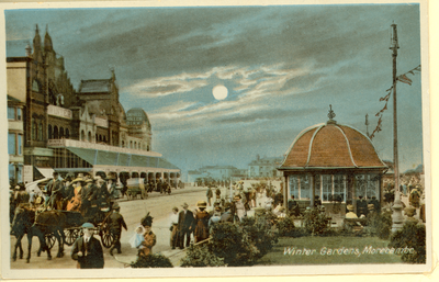 Postcard view of Morecambe WInter Gardens, exterior.