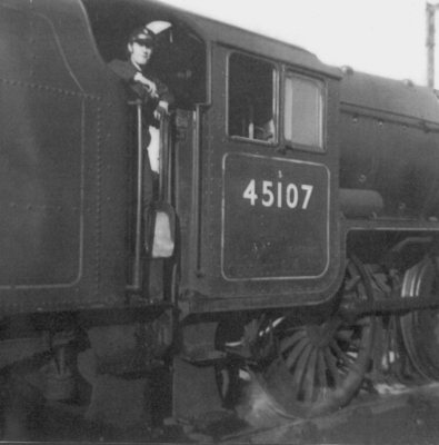 Malcolm Tipper on Engine 45107 at Blackpool Central Depot.