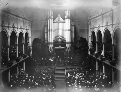 Visit of the Prince of Wales: receiving the address in the Public Hall, Preston