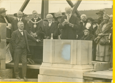 Foundation stone laying, Hartley Hospital, Keighley Road, Colne
