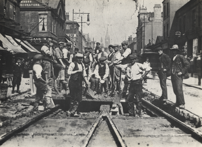 Tram Line Workers, Fishergate, Preston