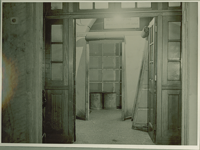 Entrance to Police Station showing Gas Proof curtains over temporary doorways - Lancaster
