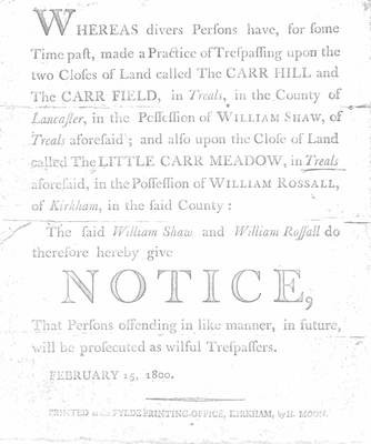 Notice: Trespassers, Carr Field