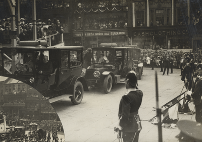 Visit of George V and Queen Mary: scenes in the Market Place, Preston