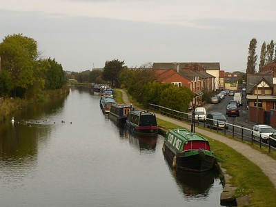View of Burscough Canal, from canal bridge, Burscough