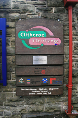Sign at Clitheroe Railway Station for Clitheroe Interchange