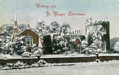 Christmas Card showing Penwortham Priory