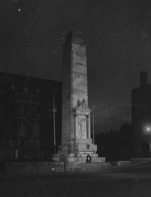 War Memorial at night, Market Place, Preston