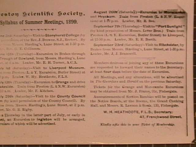 Preston Scientific Society's syllabus