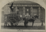 Horse drawn postal delivery van outside the General Post Office, Fishergate, Preston