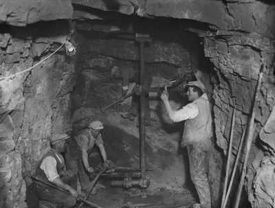 Men at work in the waterworks tunnel, Whitewell