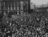 Visit of George V and Queen Mary: crowds in the Market Place, Preston