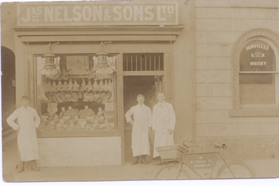 Jas. Nelson & Sons Ltd. Butcher's shop, 31 Moor Street, Ormskirk