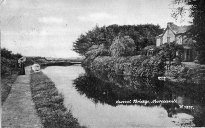 Swivel bridge and Thortindale Cottage, Lancaster Canal, Bolton-le-Sands