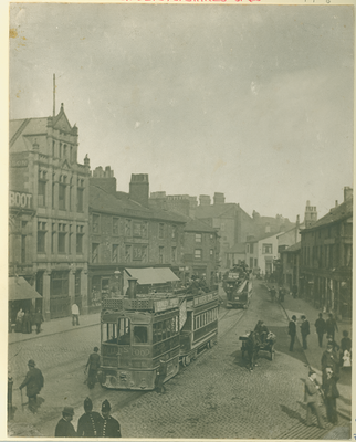 St James's Street, Burnley with steam trams