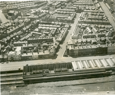 Aerial View: Railway Station & Queens Terrace, Fleetwood ~ 1965