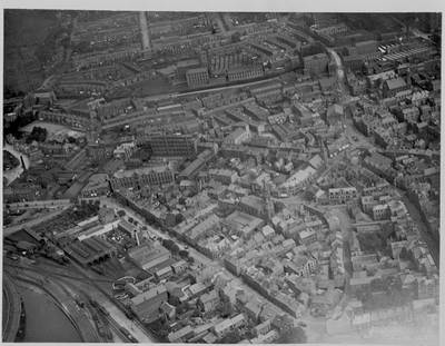 Lancaster Station & St John's Church (Central) - aerial view
