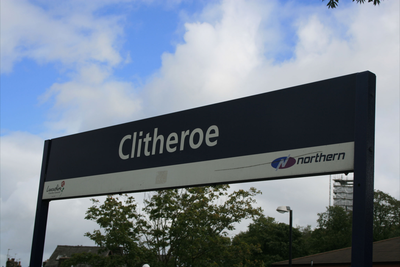 Sign for Clitheroe Railway Station