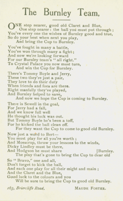 Burnley Football Club Poem