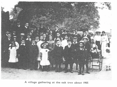 A village gathering at the Oak Tree, Caton