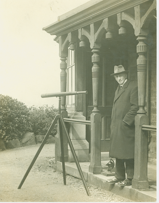Mr Dowbiggin at the Greg Observatory, Williamson Park, Lancaster