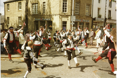 Morris dancers, Castle Street, Clitheroe