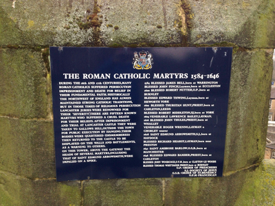 Plaque to Catholic Martyrs, Lancaster Castle, Lancaster
