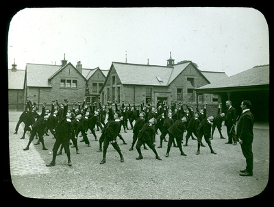 A Lancaster school, boys exercising
